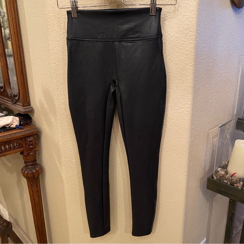SPANX Girls Kids Black Faux Leather Leggings Size L(10/12)